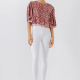 Sequin Flutter Sleeve Top
