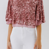 Sequin Flutter Sleeve Top