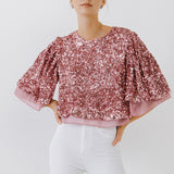 Sequin Flutter Sleeve Top