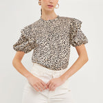 ENDLESS ROSE - Leopard Ruffle Blouse - SHIRTS & BLOUSES available at Objectrare