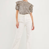ENDLESS ROSE - Leopard Ruffle Blouse - SHIRTS & BLOUSES available at Objectrare