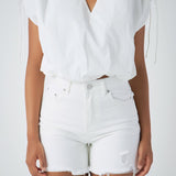 Shoulder Ruched Blouson Top