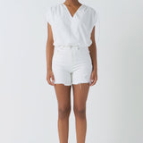 Shoulder Ruched Blouson Top