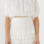 ENDLESS ROSE-Laced Bubble Cropped Blouse-TOPS available at Objectrare