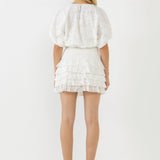 ENDLESS ROSE-Laced Bubble Cropped Blouse-TOPS available at Objectrare