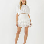 ENDLESS ROSE-Laced Bubble Cropped Blouse-TOPS available at Objectrare