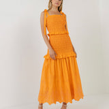Sunset Eyelet Smocked Maxi