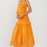 Sunset Eyelet Smocked Maxi