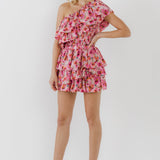 One Shoulder Floral Smocked Top