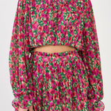 Floral Pleated Bubbled Top