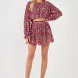 Floral Pleated Bubbled Top