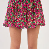 Floral Pleated Elastized Skirt