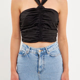 Halter Loop Ruched Top