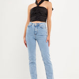 Halter Loop Ruched Top