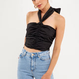 Halter Loop Ruched Top