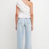 One Shoulder Square Laced Top