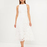 Floral Crochet Lace Cut-Out Midi Dress