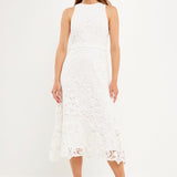 Floral Crochet Lace Cut-Out Midi Dress
