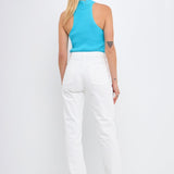 Cross Haltered Soft Rib Knit Tank