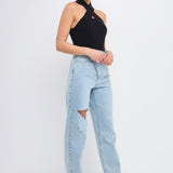 Cross Haltered Soft Rib Knit Tank