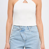 Cross Haltered Soft Rib Knit Tank