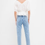 Floral Embroidered Smocked Off Shoulder Top