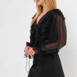 ENDLESS ROSE - Multi Ruffled Long Sleeve Blouse - SHIRTS & BLOUSES available at Objectrare