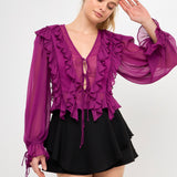 ENDLESS ROSE - Multi Ruffled Long Sleeve Blouse - SHIRTS & BLOUSES available at Objectrare