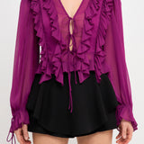 ENDLESS ROSE - Multi Ruffled Long Sleeve Blouse - SHIRTS & BLOUSES available at Objectrare