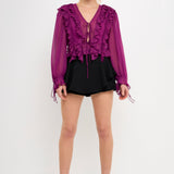 ENDLESS ROSE - Multi Ruffled Long Sleeve Blouse - SHIRTS & BLOUSES available at Objectrare