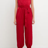 Side Bow Tie Slit Jumpsuit