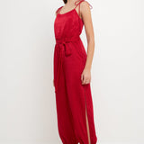Side Bow Tie Slit Jumpsuit