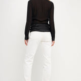 Front Ruched Chiffon Blouse