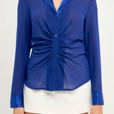 Front Ruched Chiffon Blouse