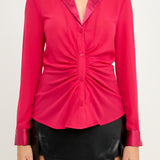 Front Ruched Chiffon Blouse