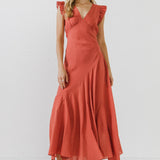 Asymmetrical Ruffle Maxi Dress