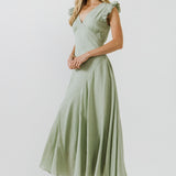 Asymmetrical Ruffle Maxi Dress
