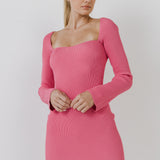 Square neckline Knit Mini Dress