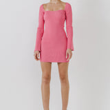 Square neckline Knit Mini Dress