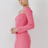 Square neckline Knit Mini Dress