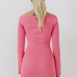 Square neckline Knit Mini Dress