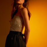 One Sleeve Sequin Crop Top