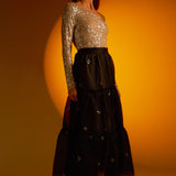 One Sleeve Sequin Crop Top