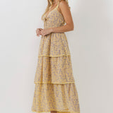 Floral Lace Trim Detail Maxi Dress