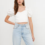 Short Puff Sleeve Cropped Top