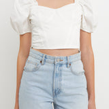 Short Puff Sleeve Cropped Top