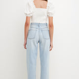 Short Puff Sleeve Cropped Top