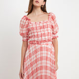 Gingham Smocked Top