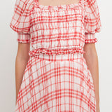 Gingham Smocked Top