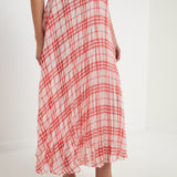 Gingham Pleated Midi Skirt